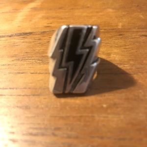 Lightning Bolt Silver Biker Ring